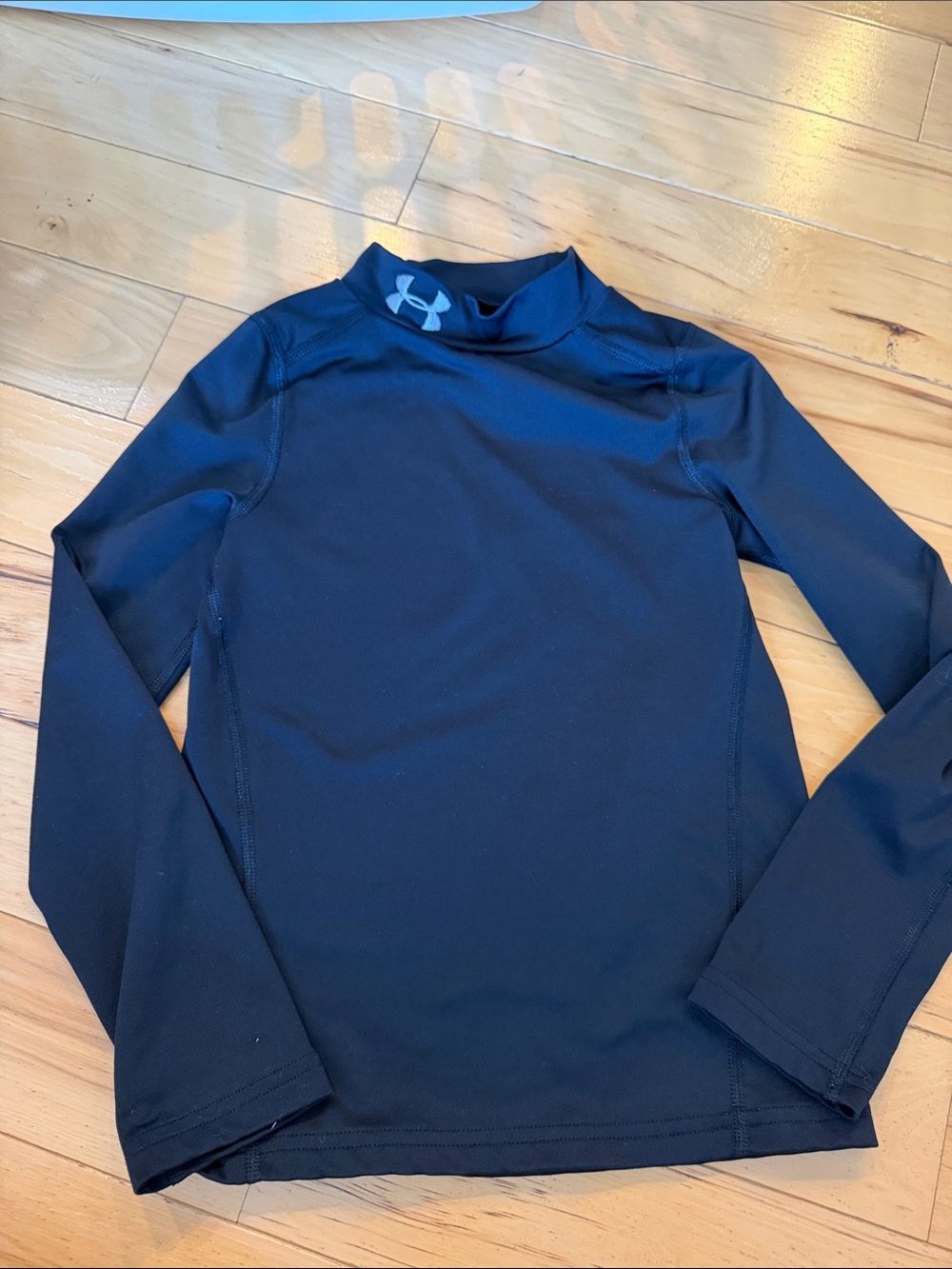 Under Armour Black Long Sleeve Compression Top with Logo Neck